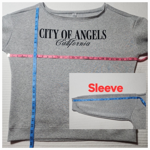 Gray City Of Angels California Off The Shoulder Sweatshirt - Picture 6 of 10
